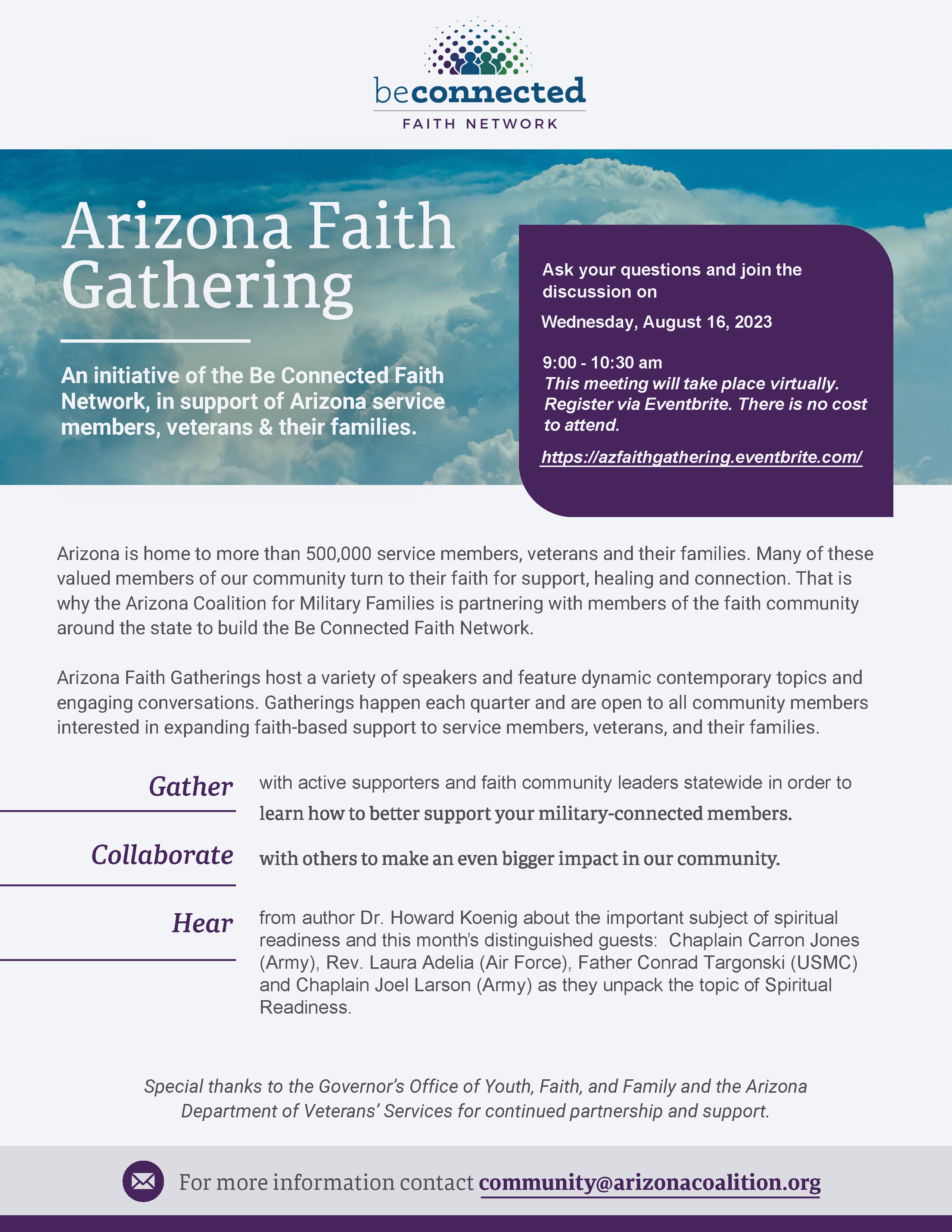 Arizona Faith Gathering flyer